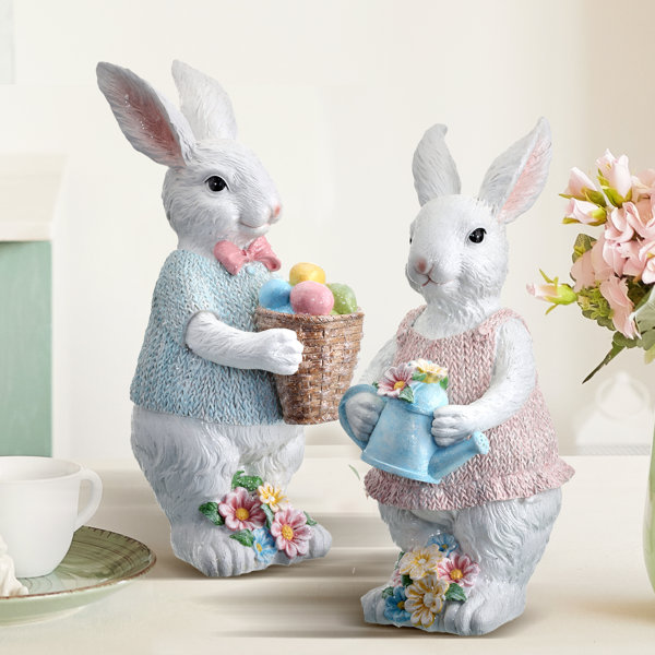 The Holiday Aisle® 2 Piece Resin Easter Bunny Couple Set Wayfair